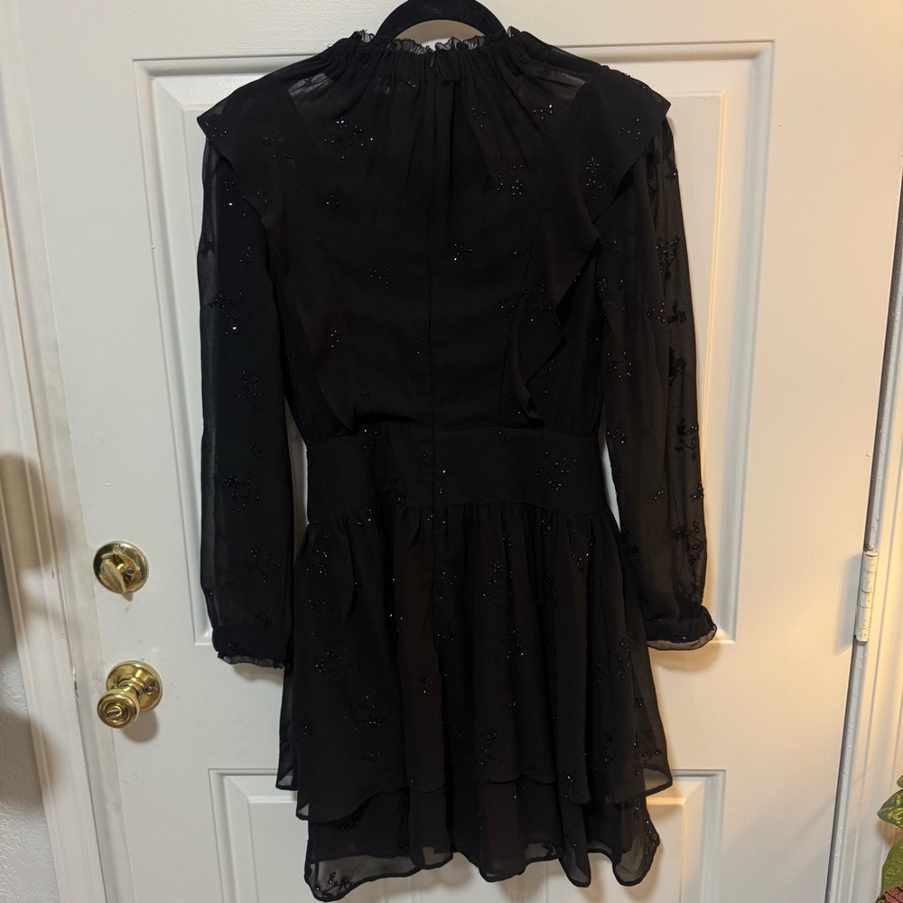 All Saints Aislyn Ditsy Dress Black Beaded Dress Size 00 - Picture 8 of 13